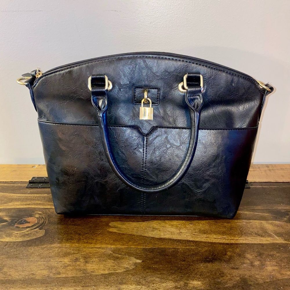 Bueno Womens Black Leather Shoulder Purse Bag New
